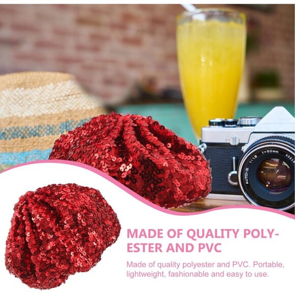 Women Sparkling Sequin Beret Hat Beanie Fashion Costume Accessory Comfortable - Picture 8 of 9